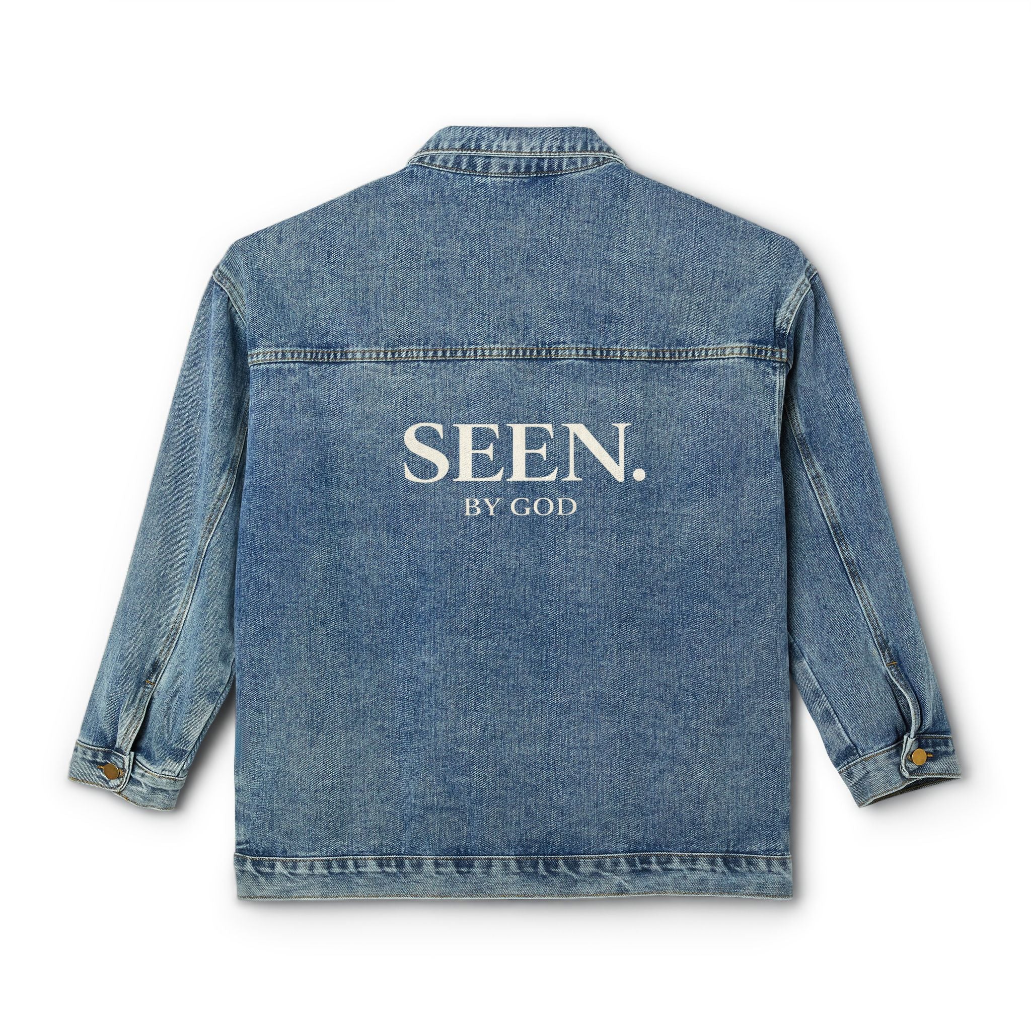 SEEN. BY GOD Women's Oversized Denim Jacket — Faith Statement Streetwear