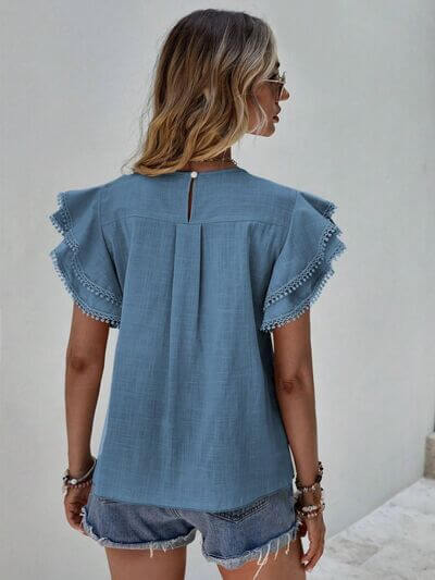 Ruffle Cap Sleeve Blouse for women– Elegant Top for Work & Everyday