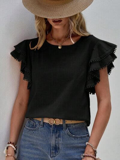 Ruffle Cap Sleeve Blouse for women– Elegant Top for Work & Everyday