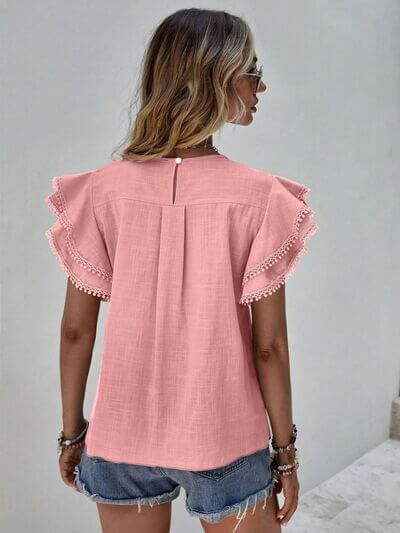 Ruffle Cap Sleeve Blouse for women– Elegant Top for Work & Everyday
