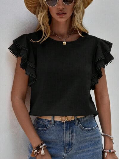 Ruffle Cap Sleeve Blouse for women– Elegant Top for Work & Everyday